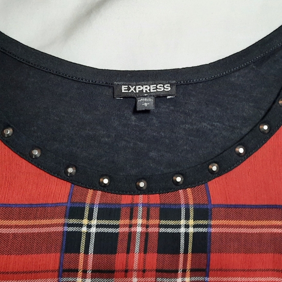 Express Sheer Plaid Sleeveless Top, Size Large - Picture 2 of 3